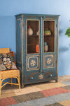 Blue & White Vintage Carved Cabinet <p>W:101cm D:46cm H:166cm </p>