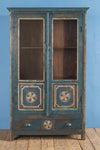 Blue & White Vintage Carved Cabinet <p>W:101cm D:46cm H:166cm </p>