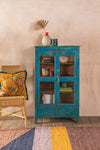 Blue Vintage Display Cabinet <p>W:71cm D:34cm H:120cm </p>