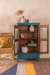 Blue Vintage Display Cabinet <p>W:71cm D:34cm H:120cm </p>