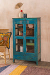 Blue Vintage Display Cabinet <p>W:71cm D:34cm H:120cm </p>