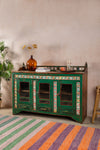 Green Vintage Sideboard with Tiles <p>W:170cm D:52cm H:127cm </p>