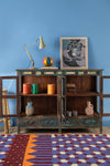 Vintage Blue Display Sideboard with Tiles <p>W:154cm D:43cm H:114cm </p>