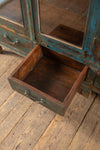 Vintage Blue Display Sideboard with Tiles <p>W:154cm D:43cm H:114cm </p>