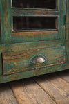 Green Vintage Sideboard with Tiles <p>W:175cm D:38cm H:101cm </p>