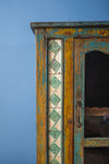 Blue & Yellow Vintage Sideboard with Tiles <p>W:165cm D:49cm H:100cm </p>