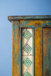 Blue & Yellow Vintage Sideboard with Tiles <p>W:165cm D:49cm H:100cm </p>