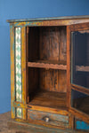 Blue & Yellow Vintage Sideboard with Tiles <p>W:165cm D:49cm H:100cm </p>