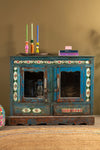 Vintage Blue Cabinet with Tiles <p>W:127cm D:53cm H:102cm </p>