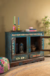 Vintage Blue Cabinet with Tiles <p>W:127cm D:53cm H:102cm </p>