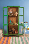 Green Vintage Display Cabinet <p>W:71cm D:53cm H:166cm </p>