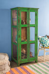 Green Vintage Display Cabinet <p>W:71cm D:53cm H:166cm </p>