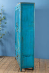 Blue Vintage Wooden Almirah <p>W:76cm D:33cm H:158cm </p>