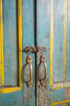 Vintage Blue & Yellow Wooden Cupboard <p>W:82cm D:46cm H:132cm </p>