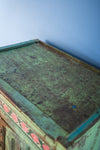 Vintage Turquoise Almirah with Tiles <p>W:87cm D:63cm H:152cm </p>