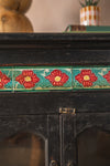 Black Vintage Sideboard with Tiles <p>W:213cm D:50cm H:110cm </p>