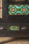 Black Vintage Sideboard with Tiles <p>W:213cm D:50cm H:110cm </p>