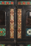 Black Vintage Sideboard with Tiles <p>W:213cm D:50cm H:110cm </p>