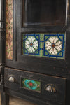 Black Vintage Sideboard with Tiles <p>W:213cm D:50cm H:110cm </p>