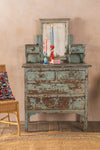 Vintage Pale Blue Dressing Unit with Mirror <p>W:92cm D:45cm H:154cm </p>