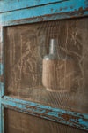 Vintage Light Blue Cabinet with Jali Mesh <p>W:94cm D:43cm H:88cm </p>