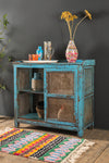 Vintage Light Blue Cabinet with Jali Mesh <p>W:94cm D:43cm H:88cm </p>