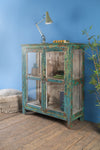 Vintage Teal Blue Display Cabinet <p>W:111cm D:46cm H:136cm </p>