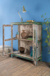 Vintage Teal Blue Display Cabinet <p>W:111cm D:46cm H:136cm </p>