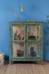 Vintage Teal Blue Display Cabinet <p>W:111cm D:46cm H:136cm </p>