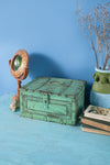 Vintage Turquoise Carved Storage Chest