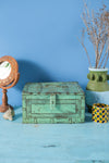 Vintage Turquoise Carved Storage Chest