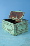 Vintage Turquoise Carved Storage Chest