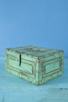 Vintage Turquoise Carved Storage Chest