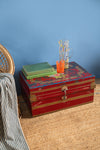 Vintage Red Painted Metal Storage Chest <p>W:61cm D:43cm H:29cm </p>