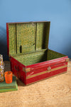 Vintage Red Painted Metal Storage Chest <p>W:61cm D:43cm H:29cm </p>