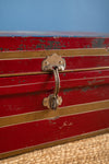 Vintage Red Painted Metal Storage Chest <p>W:61cm D:43cm H:29cm </p>