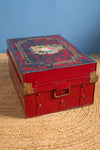 Vintage Red Painted Metal Storage Chest <p>W:61cm D:43cm H:29cm </p>