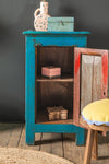 Bright Blue Vintage Side Cupboard <p>W:46cm D:40cm H:78cm </p>