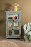 Vintage Pale Blue Display Cabinet <p>W:72cm D:57cm H:133cm </p>