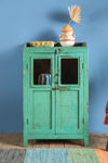 Vintage Turquoise Wooden Cabinet <p>W:64cm D:38cm H:103cm </p>