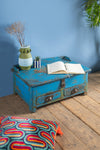 Vintage Blue Wooden Low Desk <p>W:69cm D:43cm H:32cm </p>