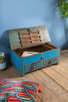 Vintage Blue Wooden Low Desk <p>W:69cm D:43cm H:32cm </p>