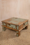 Vintage Grey Lidded Side Table <p>W:51cm D:52cm H:25cm </p>