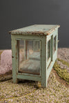 Small Pale Grey Vintage Display Cabinet <p>W:61cm D:28cm H:38cm </p>