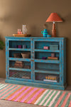 Blue Vintage Showcase Cabinet <p>W:140cm D:30cm H:110cm </p>