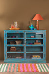 Blue Vintage Showcase Cabinet <p>W:140cm D:30cm H:110cm </p>