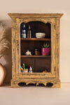 Vintage Pale Yellow Wall Showcase <p>W:52cm D:22cm H:71cm </p>