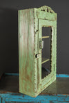 Pale Green Vintage Wall Showcase <p>W:49cm D:16cm H:77cm </p>