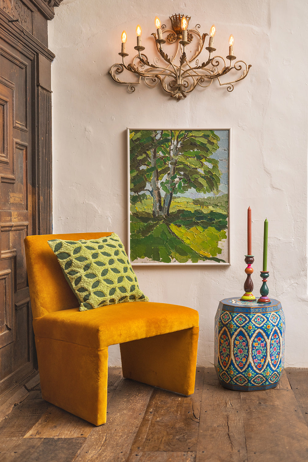 Hand Painted Navy Blue Side Table