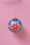 Pink Flower Hand Painted Bauble